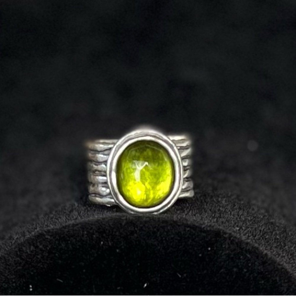 Silpada Modern Green and Sterling Silver Architectural Ring